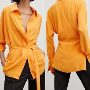 Massimo Dutti Wrap Button Up Blouse